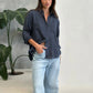 The Boyfriend Linen Shirt - Storm Cloud