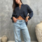 The Boyfriend Linen Shirt - Storm Cloud