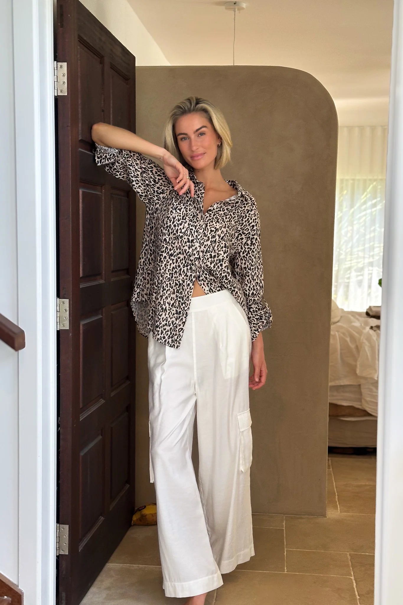 The Boyfriend Linen Shirt Leopard Print
