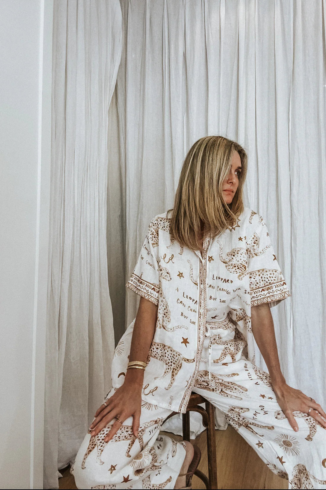 Lottie Printed Linen Pants - Leopard
