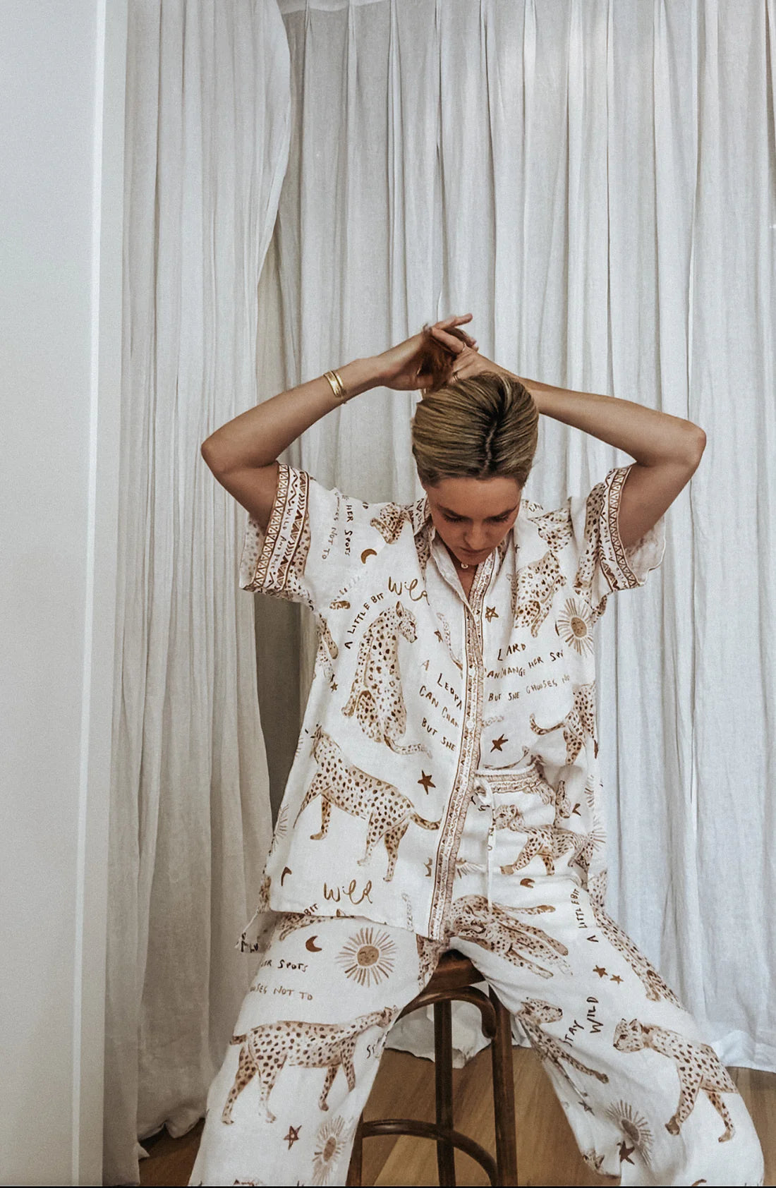 Lottie Printed Linen Pants - Leopard
