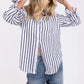 The Boyfriend Linen Shirt -  Navy & White Stripe