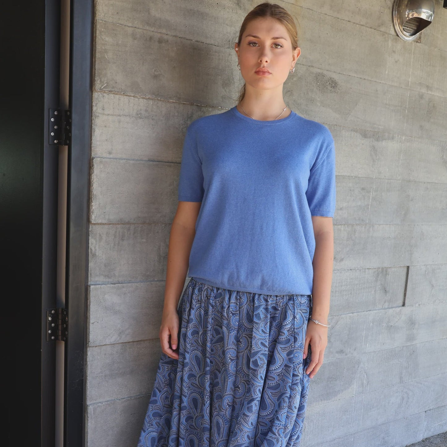 Beryl Cotton Cashmere Top - Bluebird