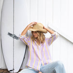 The Boyfriend Linen Shirt - Sunshine Mauve Stripe