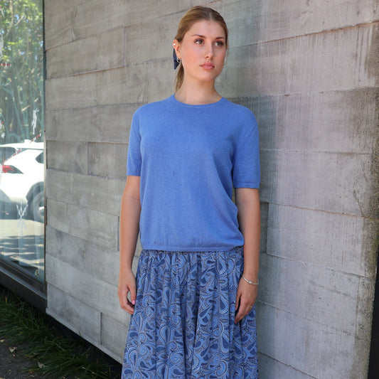 Beryl Cotton Cashmere Top - Bluebird