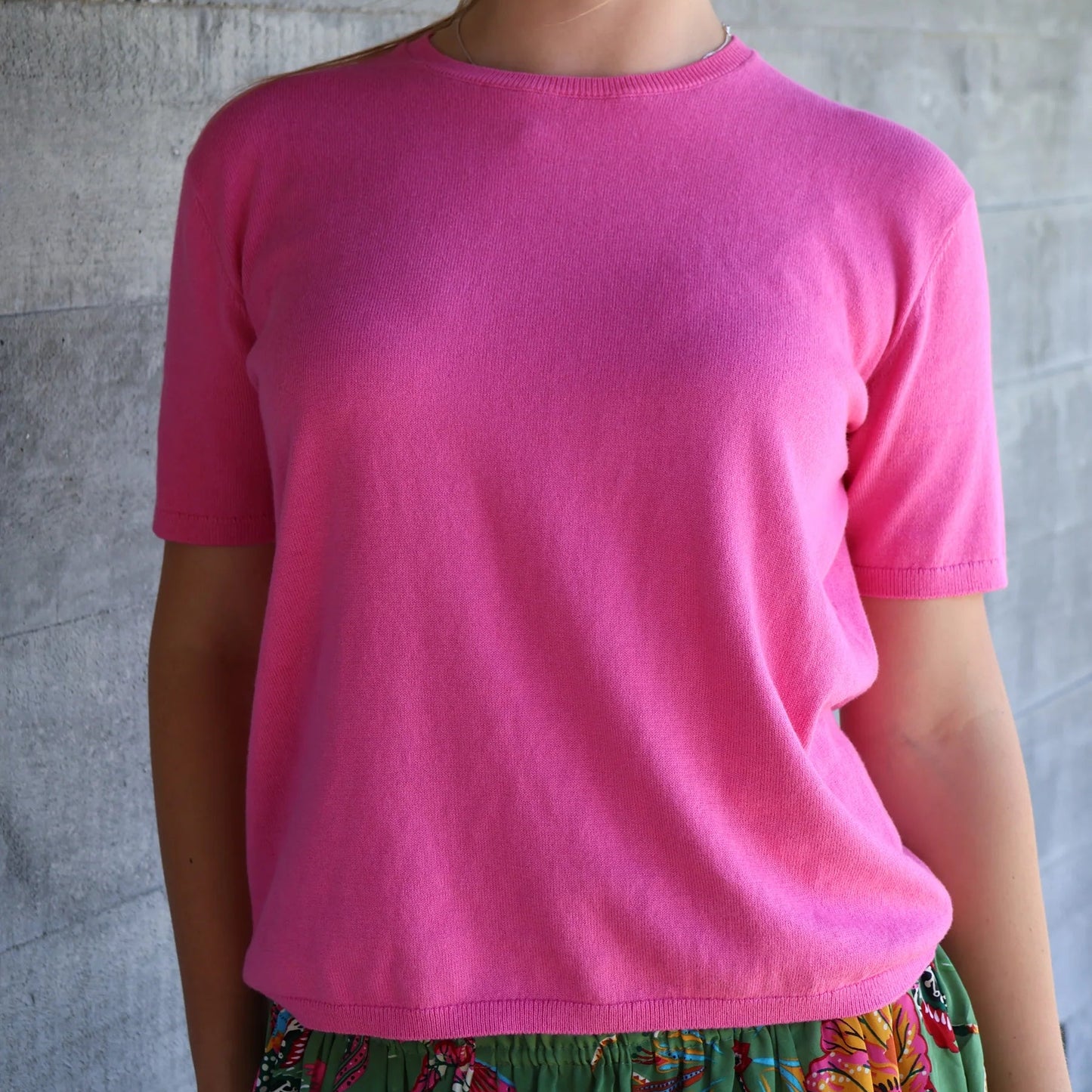 Beryl Cotton Cashmere Top - Hibiscus