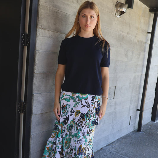 Beryl Cotton Cashmere Top - Navy