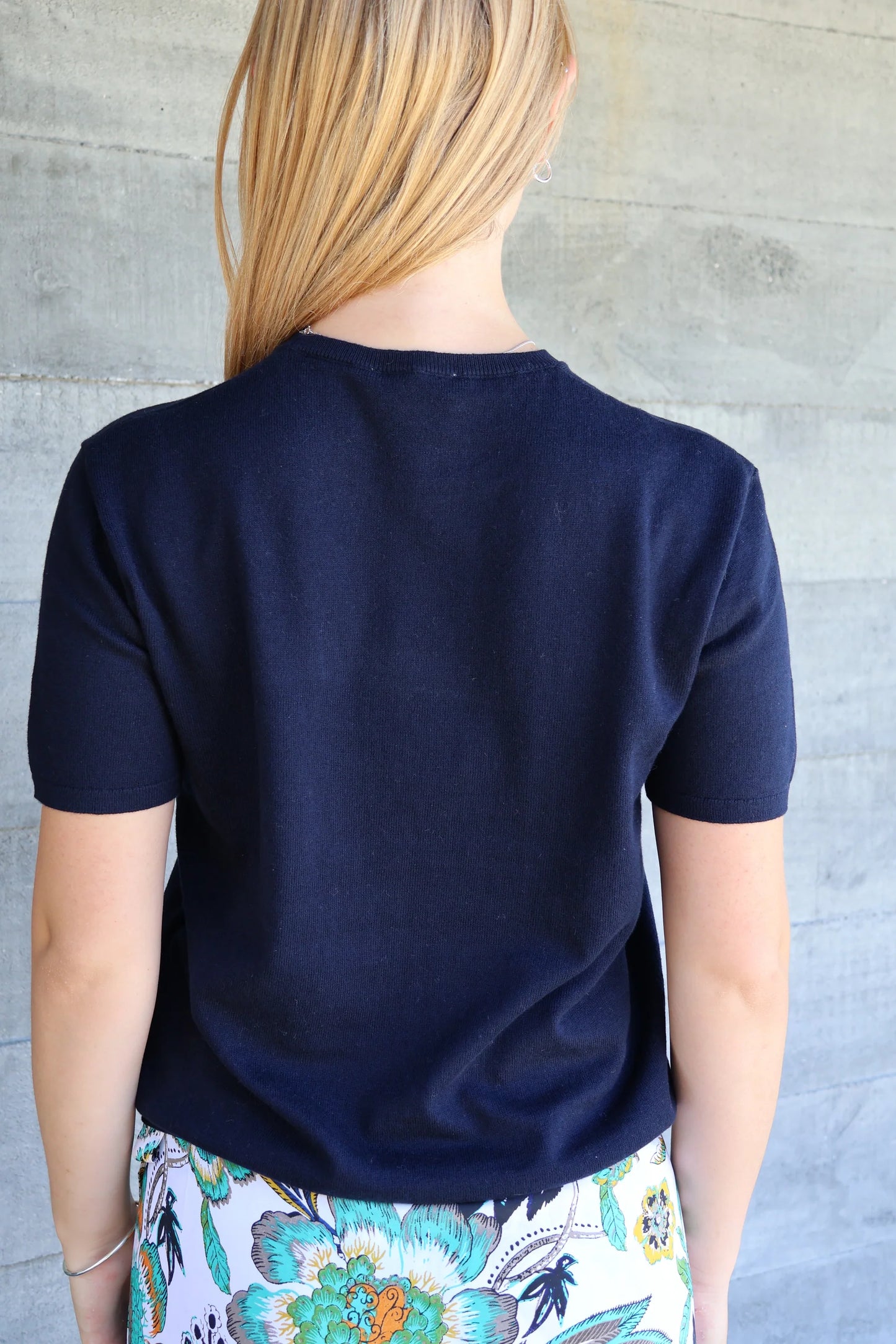 Beryl Cotton Cashmere Top - Navy