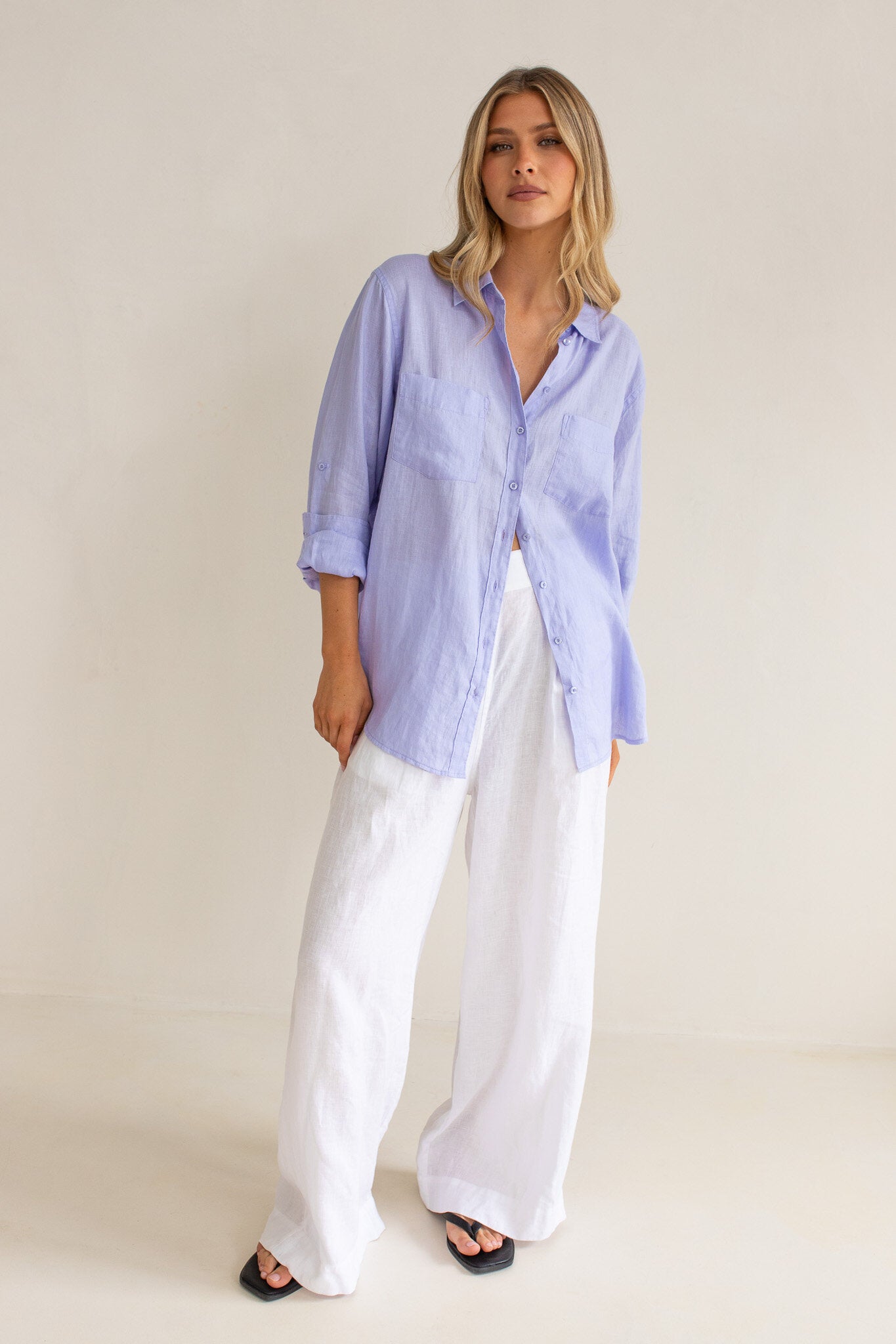 The Boyfriend Linen Shirt - Soft Mauve