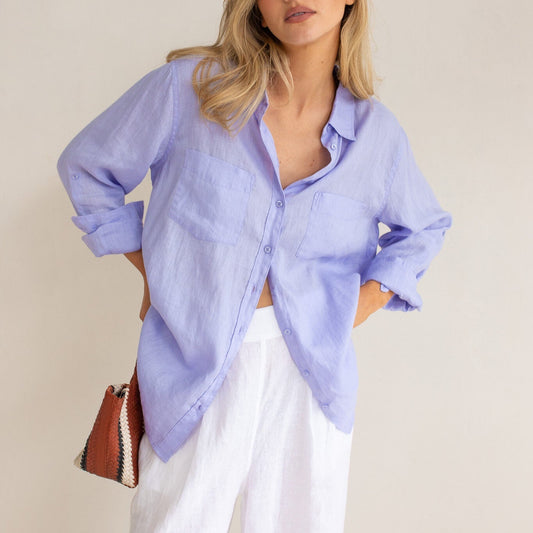 The Boyfriend Linen Shirt - Soft Mauve