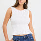 Impulsive Ivory Linen Shirred Sleeveless Top