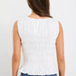 Impulsive Ivory Linen Shirred Sleeveless Top