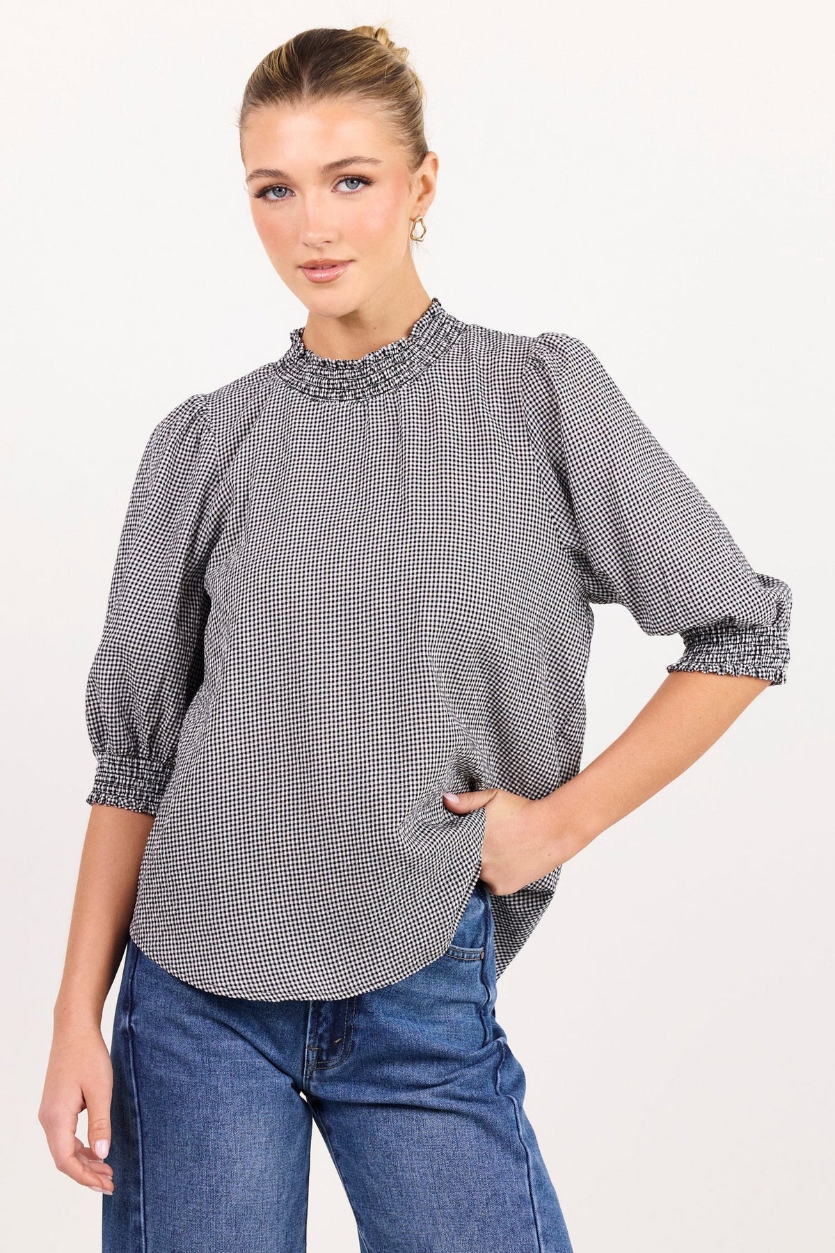 Influential Gingham High Neck Top