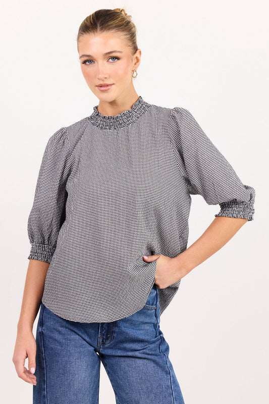 Influential Gingham High Neck Top