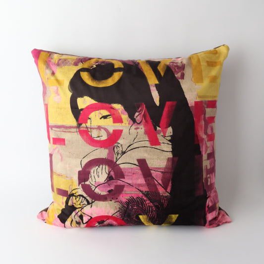 Art Cushion Velvet Love Geisha