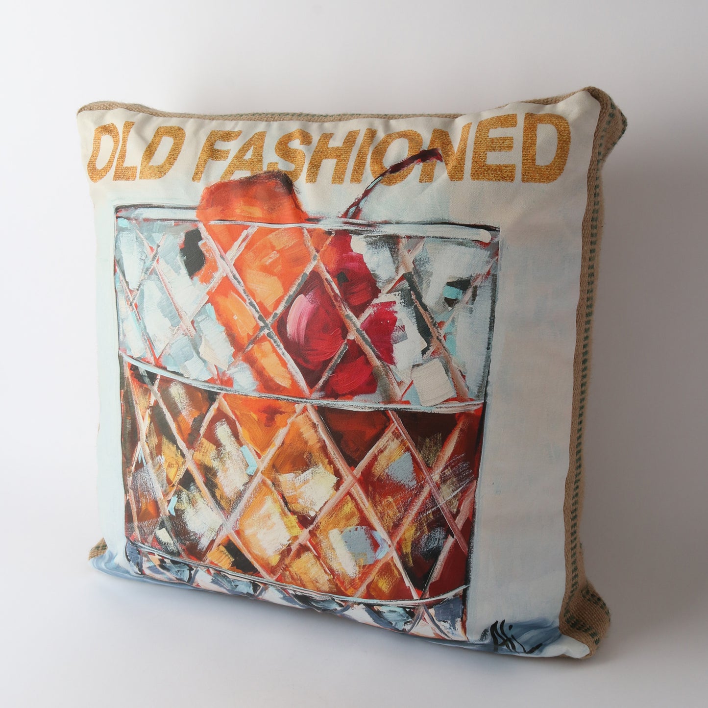 Art Cushion Burlap Old Fashioned