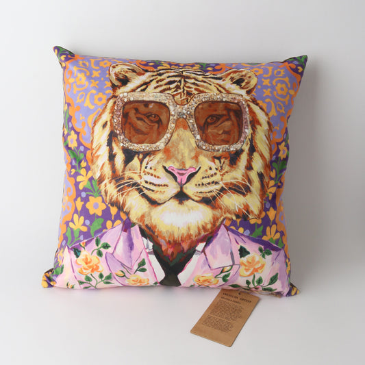 Art Cushion Velvet Tiger