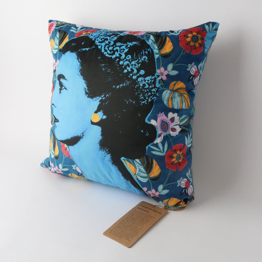Art Cushion Velvet Queen Blue