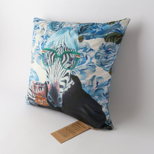 Art Cushion Velvet Zebra