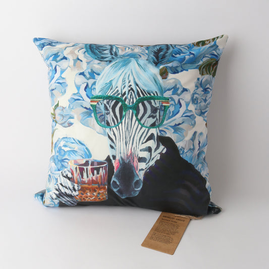 Art Cushion Velvet Zebra