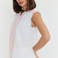 Roman Blouse - White/Fluro Pink