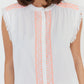 Roman Blouse - White/Fluro Pink