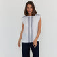 Roman Blouse - White/Navy