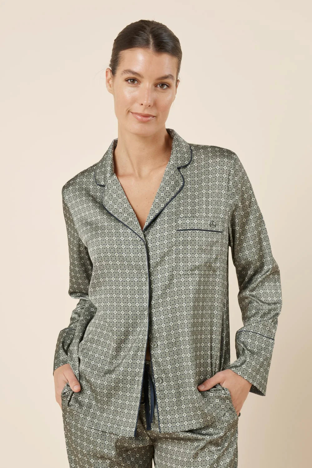 Kienna Geo Silky Satin PJ Set