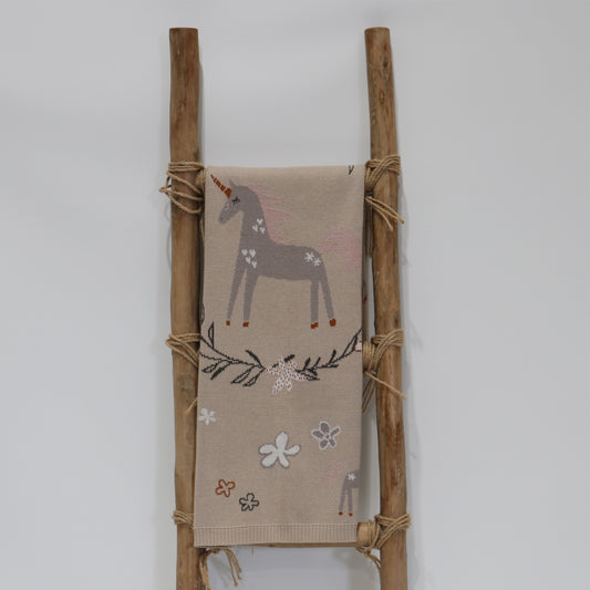 COTTON BABY THROW UNICORN
