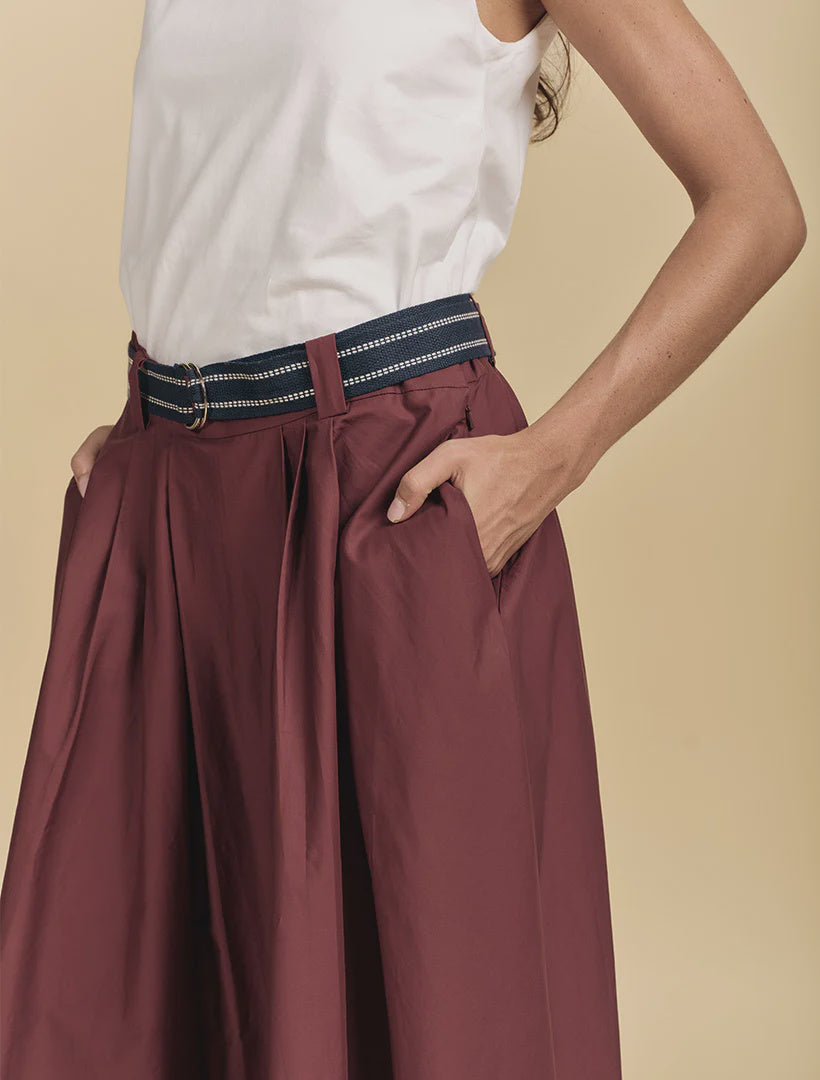 Kara Cotton Maxi Skirt - Burgundy