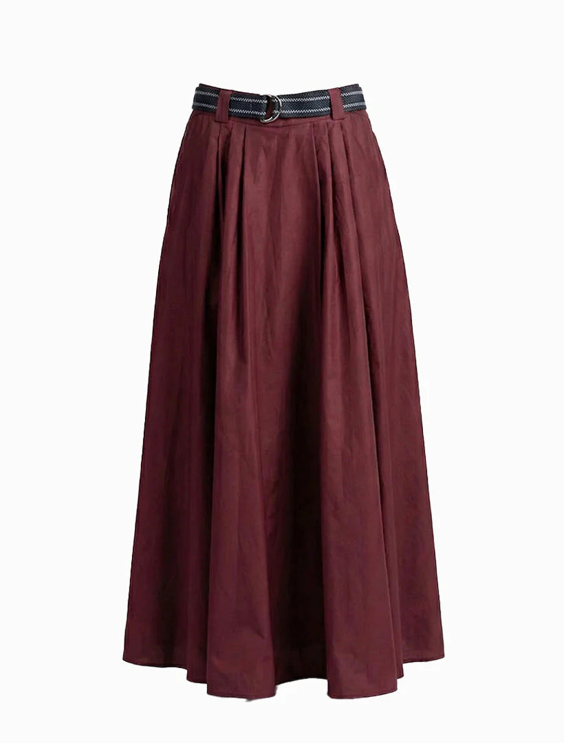 Kara Cotton Maxi Skirt - Burgundy