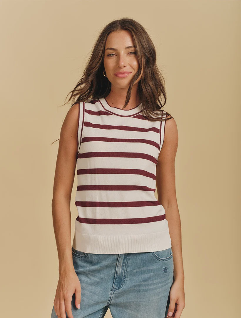 LAYLA STRIPE KNIT TANK - PINOT