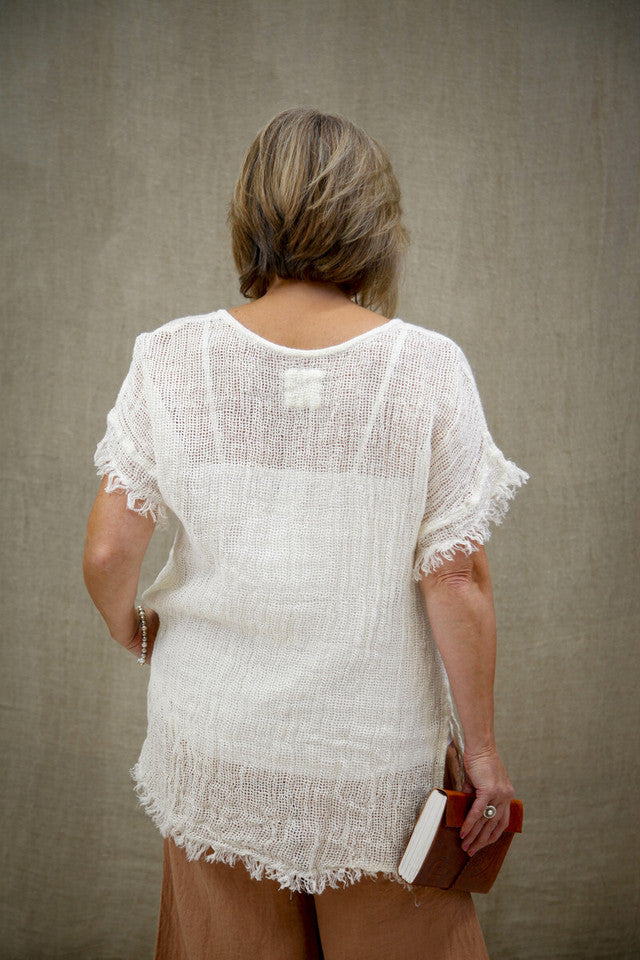 Lucia Fringed Top Mesh Linen