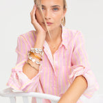 The Boyfriend Linen Shirt - LEMON DROP STRIPE