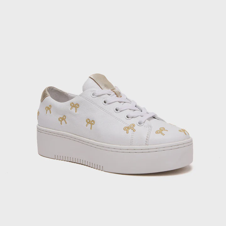 Love Knots Leather Platform Sneaker - White/Gold