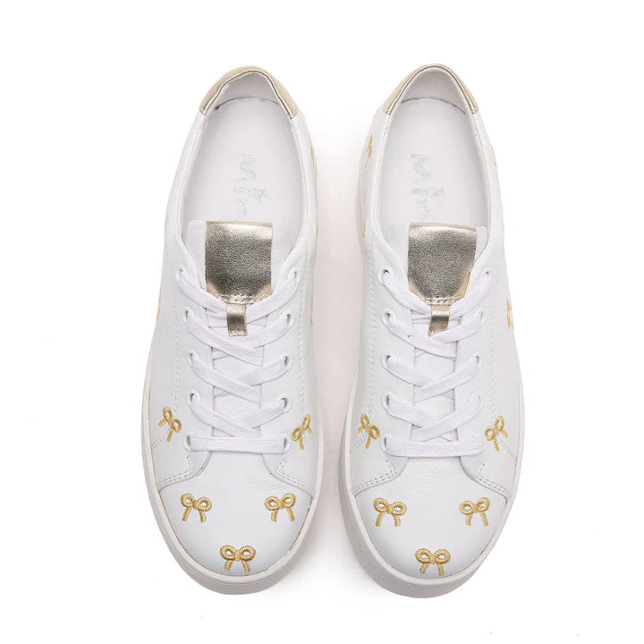 Love Knots Leather Platform Sneaker - White/Gold