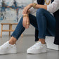 Love Knots Leather Platform Sneaker - White/Gold