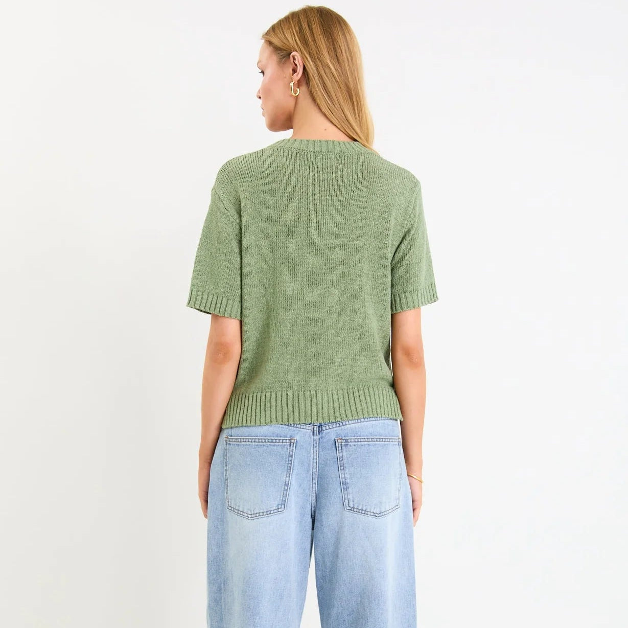 Loveable Sage Tape Yarn Knit Tee