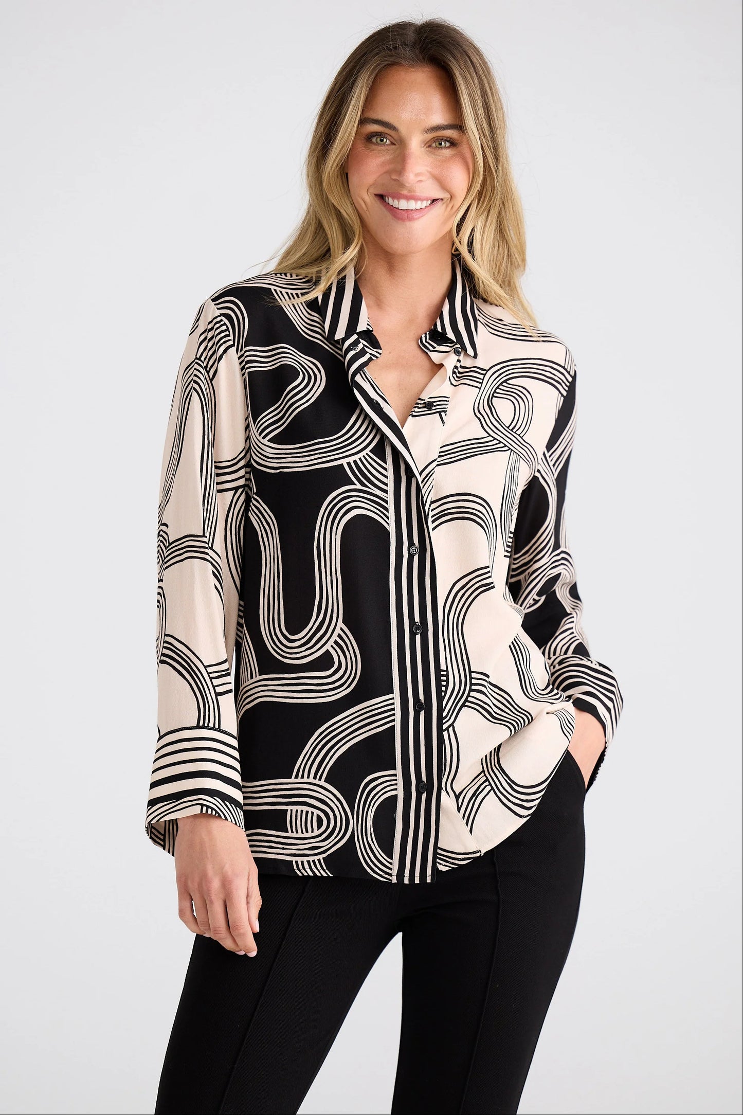 Lucy Shirt - Ink Lines Multi