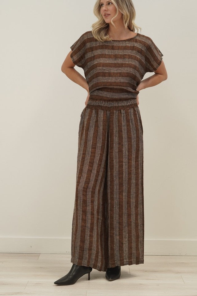 Mia Linen Pants Rust & White Check