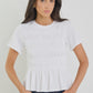 Slub Shirred Detail SS Tee