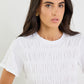 Slub Shirred Detail SS Tee