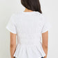 Slub Shirred Detail SS Tee