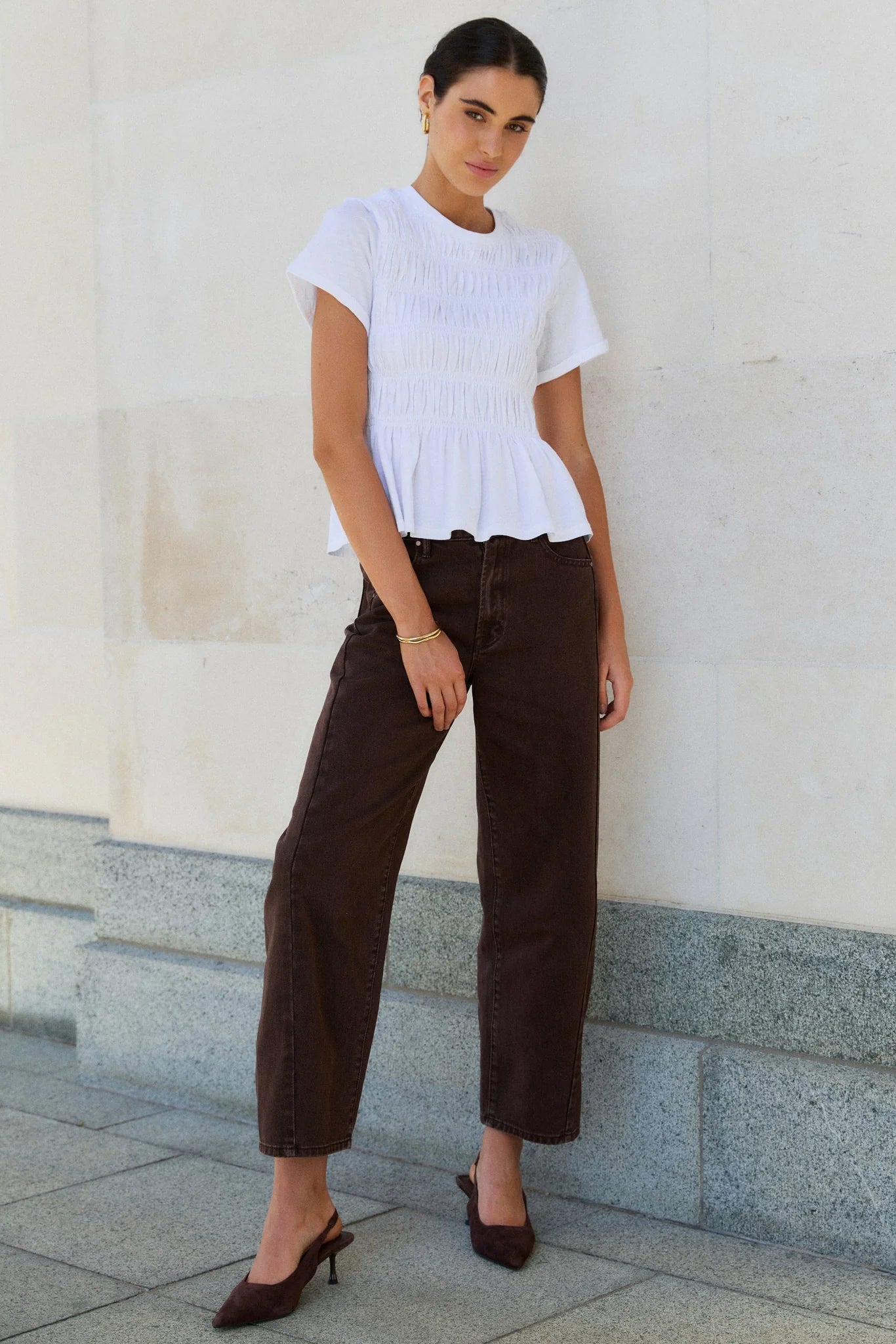 Varsity Forward Seam Barrel Jeans / Chocolate