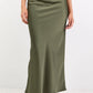 Rosette Satin Bias Cut Maxi Skirt