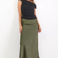 Rosette Satin Bias Cut Maxi Skirt