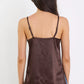 Noir Satin Lace Trim Cami