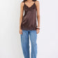Noir Satin Lace Trim Cami