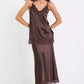 Noir Satin Lace Trim Cami