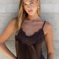 Noir Satin Lace Trim Cami